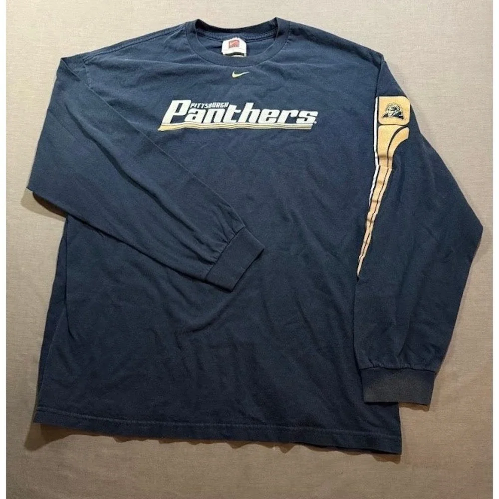 Vintage Pittsburgh Panthers Nike Long Sleeve‎ Tee Men's Large Navy Blue Athletic
